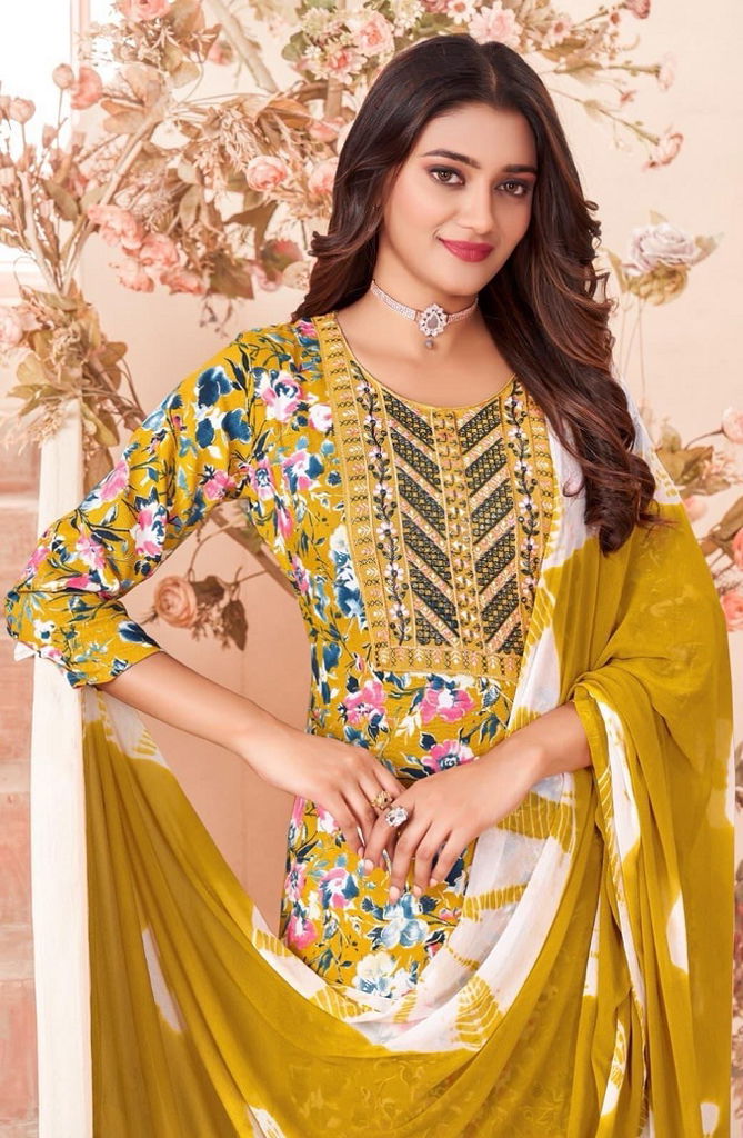 Rihanna Vol 1 By Vandana Rayon Printed Kurti With Bottom Dupatta Wholesale Market In Surat